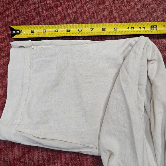 Tahari Linen Blend Embroidered Wide Leg Pants S Cream Scalloped Cropped Coastal - Picture 7 of 10